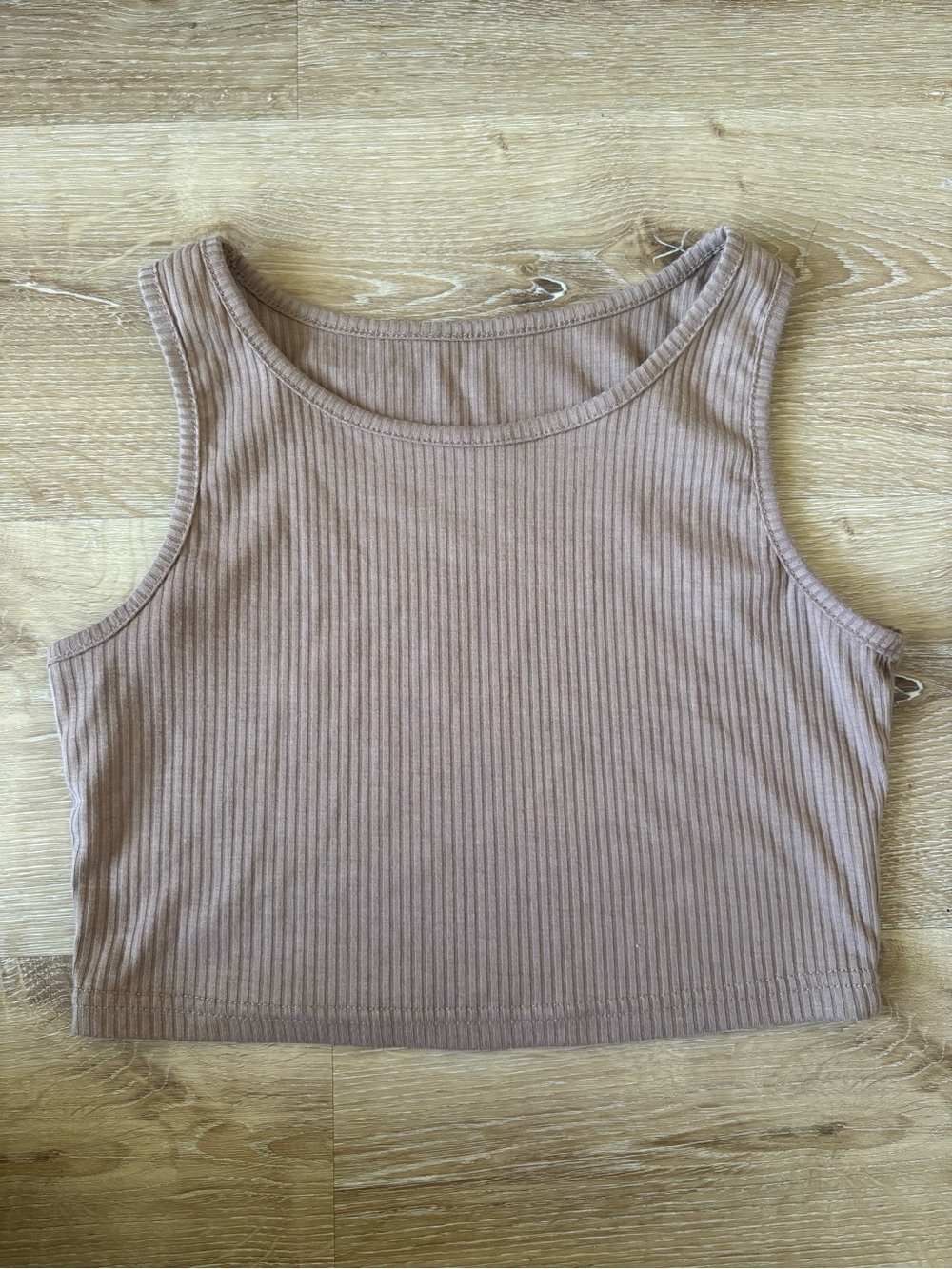 Ribbed Light Brown Crop Tank Top